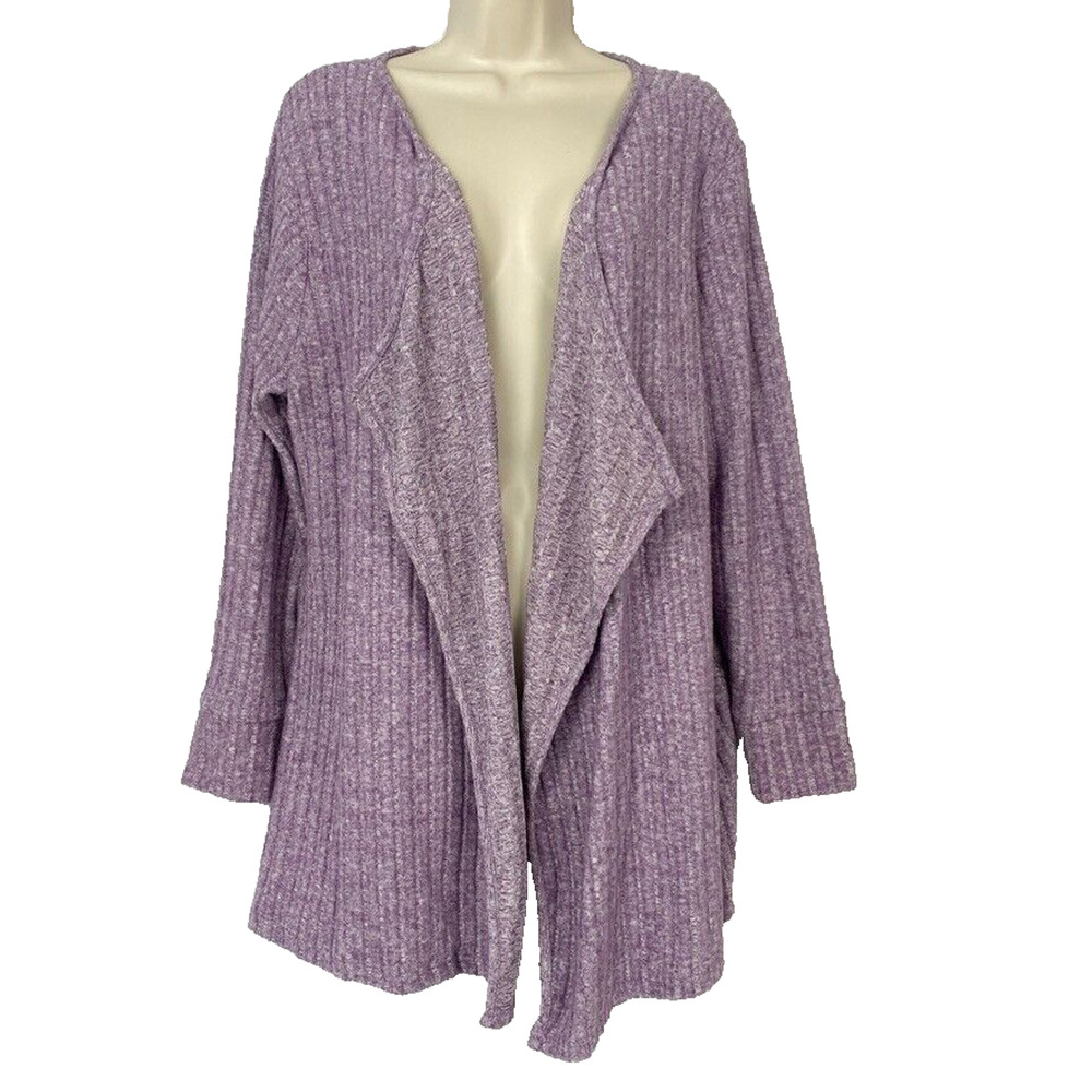 Soft Surroundings Cardigan Sweater Womens Large Purple Pastel Open Cuddle Bug